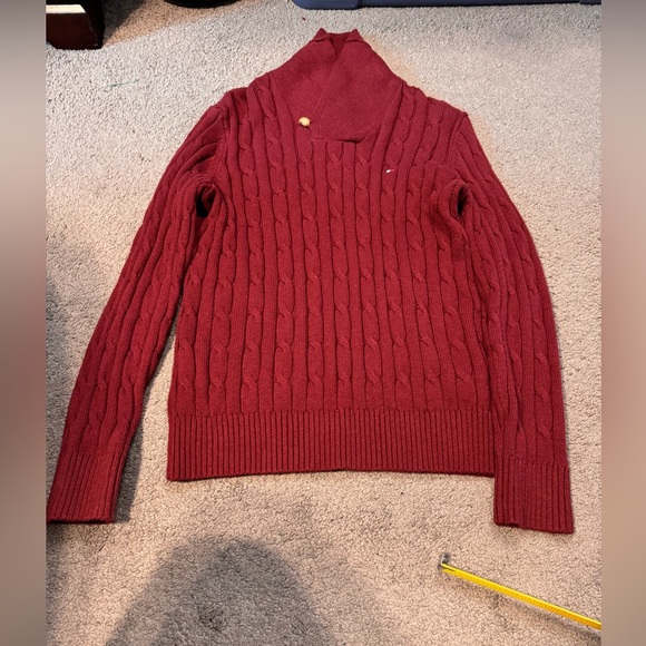 NEW TOMMY HILFIGER CABLE KNIT SHAWL COLLAR WOOL COTTON PULLOVER LARGE - Picture 6 of 9